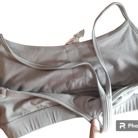 Beige Strappy Un Padded Sports Bra Crop Top - Picture 4 of 7